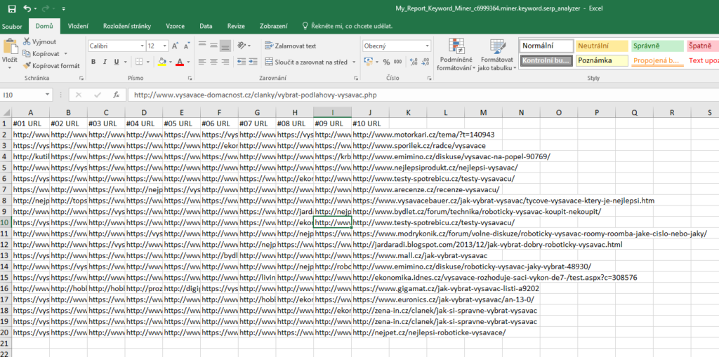 Excel identify ad positions