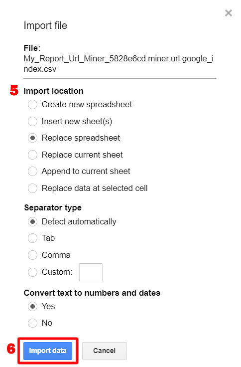 Import do Google Sheets (CSV soubor)