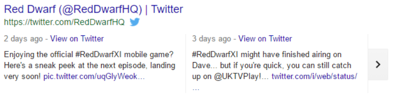 Twitter serp feature example