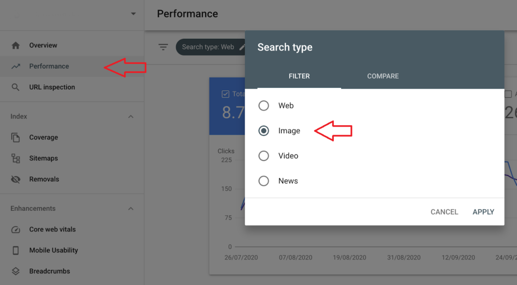 Google Search Console images performance