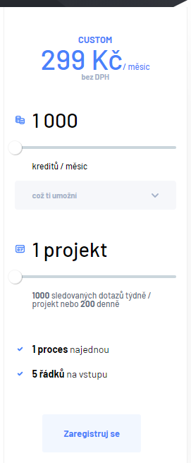 Custom tarif pro 1 projekt