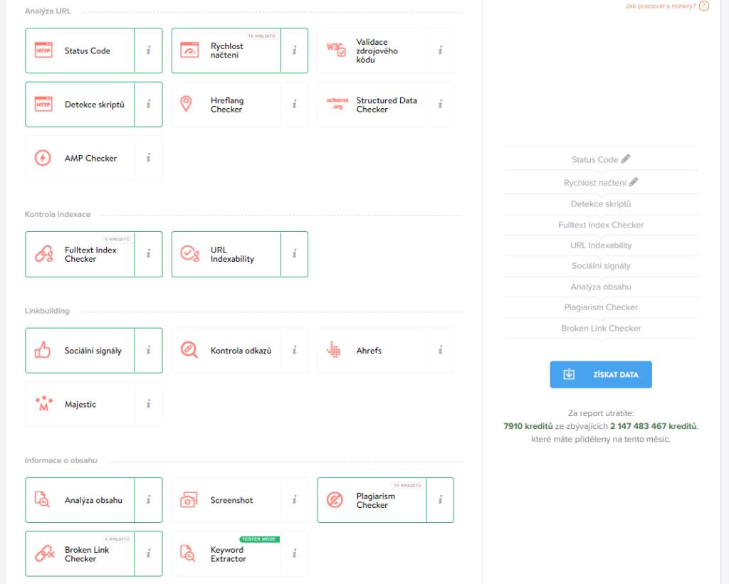 SEO Audit webu pomocí URL minerů