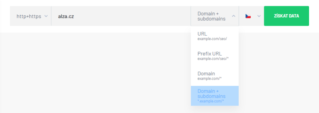 Vstupy Website profileru